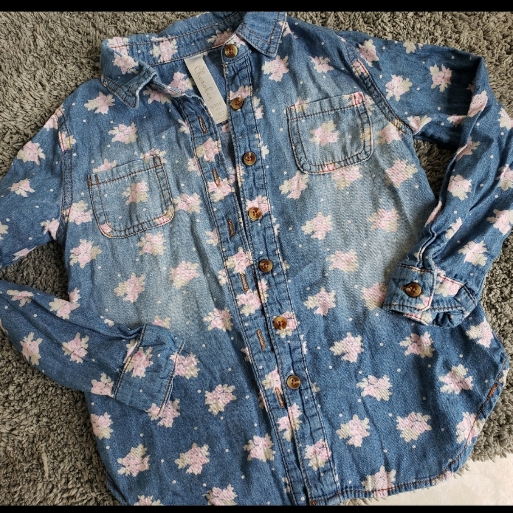 Girls Denim Button Down